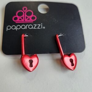 Paparazzi Shiny Red Heart Earrings